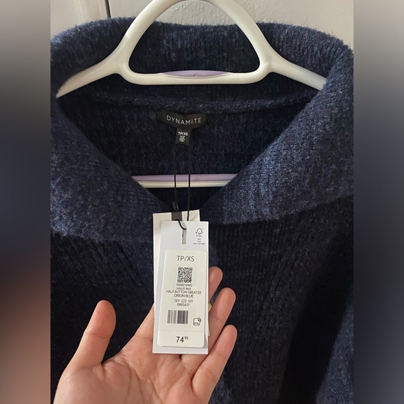 Dynamite Half Button Womens Sweater Blue Size XS Brand New with Tags - Picture 4 of 8